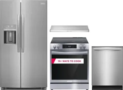 4 Piece Package Includes Refrigerator, Range, Hood And Dishwasher