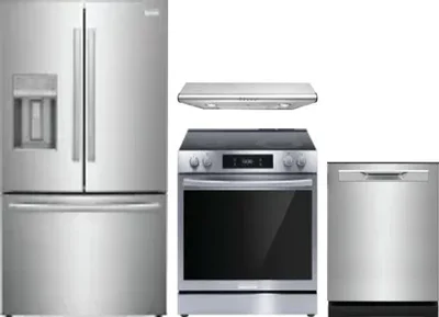 4 Piece Package Includes Refrigerator, Range, Hood And Dishwasher