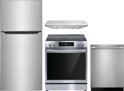 4 Piece Package Includes Refrigerator, Range, Hood And Dishwasher