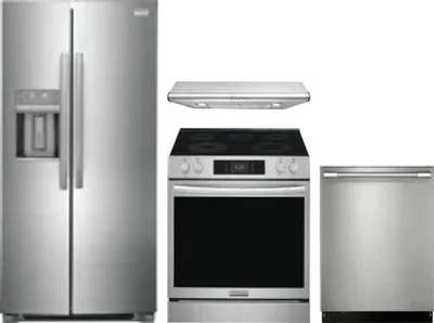 4 Piece Package Includes Refrigerator, Range, Hood And Dishwasher