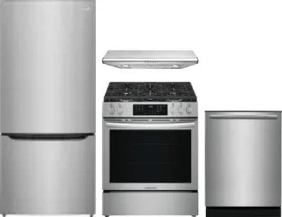 4 Piece Package Includes Refrigerator, Range, Hood And Dishwasher