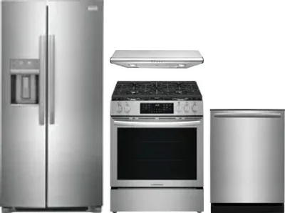 4 Piece Package Includes Refrigerator, Range, Hood And Dishwasher