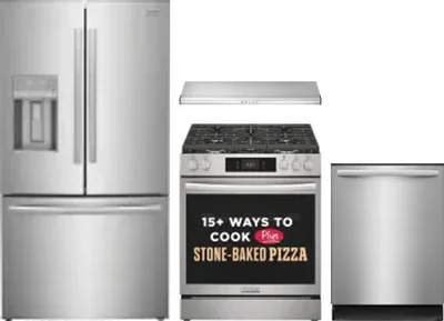 4 Piece Package Includes Refrigerator, Range, Hood And Dishwasher