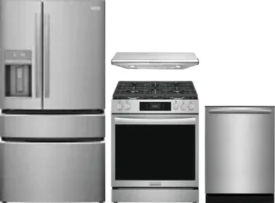 4 Piece Package Includes Refrigerator, Range, Hood And Dishwasher