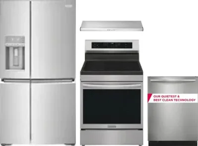 4 Piece Package Includes Refrigerator, Range, Hood And Dishwasher