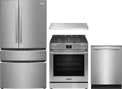 4 Piece Package Includes Refrigerator, Range, Hood And Dishwasher