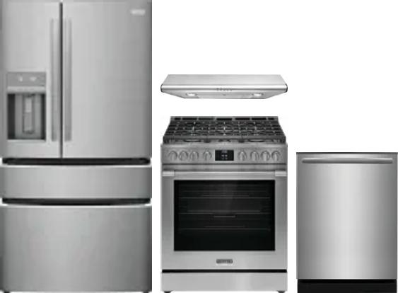 4 Piece Package Includes Refrigerator, Range, Hood And Dishwasher