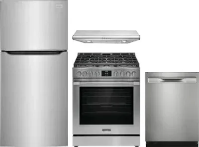 4 Piece Package Includes Refrigerator, Range, Hood And Dishwasher
