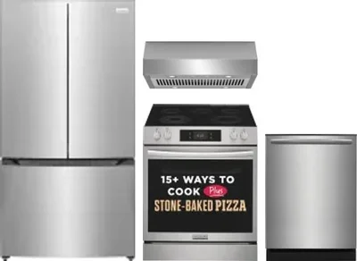 4 Piece Package Includes Refrigerator, Range, Hood And Dishwasher