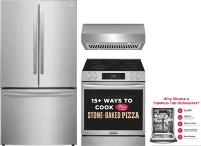 4 Piece Package Includes Refrigerator, Range, Hood And Dishwasher