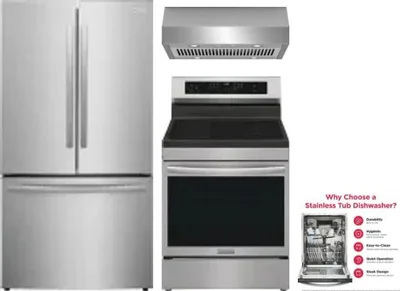 4 Piece Package Includes Refrigerator, Range, Hood And Dishwasher