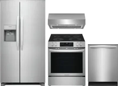 4 Piece Package Includes Refrigerator, Range, Hood And Dishwasher