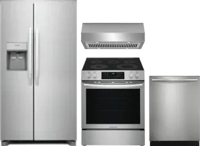 4 Piece Package Includes Refrigerator, Range, Hood And Dishwasher