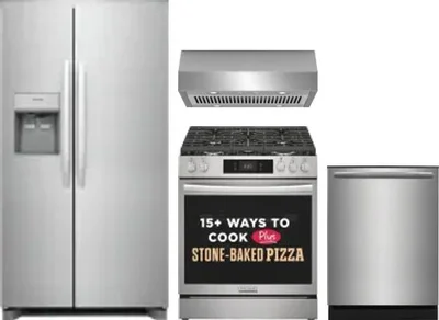 4 Piece Package Includes Refrigerator, Range, Hood And Dishwasher