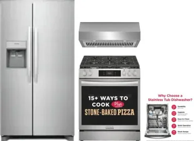 4 Piece Package Includes Refrigerator, Range, Hood And Dishwasher