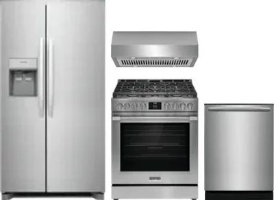 4 Piece Package Includes Refrigerator, Range, Hood And Dishwasher