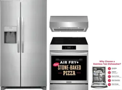 4 Piece Package Includes Refrigerator, Range, Hood And Dishwasher