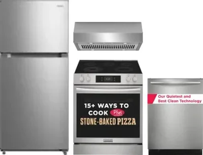 4 Piece Package Includes Refrigerator, Range, Hood And Dishwasher