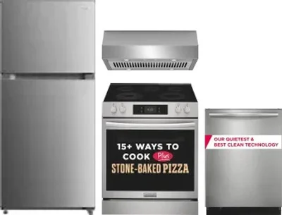 4 Piece Package Includes Refrigerator, Range, Hood And Dishwasher