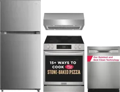 4 Piece Package Includes Refrigerator, Range, Hood And Dishwasher