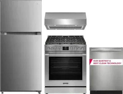 4 Piece Package Includes Refrigerator, Range, Hood And Dishwasher