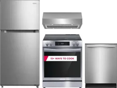 4 Piece Package Includes Refrigerator, Range, Hood And Dishwasher