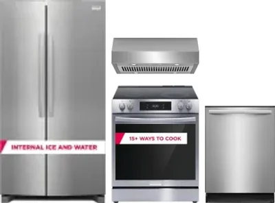 4 Piece Package Includes Refrigerator, Range, Hood And Dishwasher