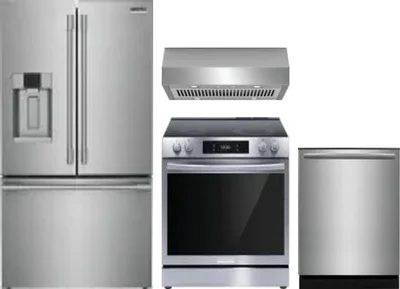 4 Piece Package Includes Refrigerator, Range, Hood And Dishwasher