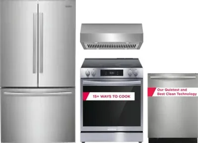 4 Piece Package Includes Refrigerator, Range, Hood And Dishwasher