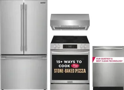 4 Piece Package Includes Refrigerator, Range, Hood And Dishwasher