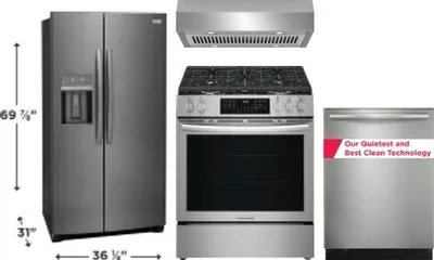 4 Piece Package Includes Refrigerator, Range, Hood And Dishwasher