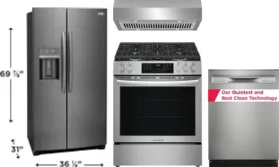 4 Piece Package Includes Refrigerator, Range, Hood And Dishwasher