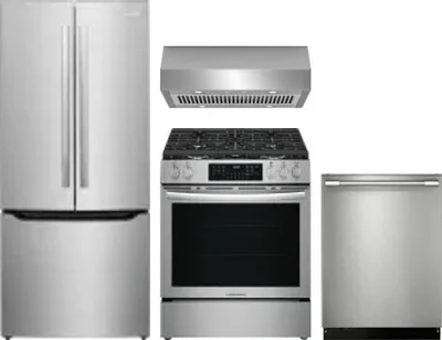4 Piece Package Includes Refrigerator, Range, Hood And Dishwasher