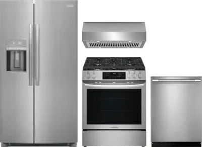 4 Piece Package Includes Refrigerator, Range, Hood And Dishwasher