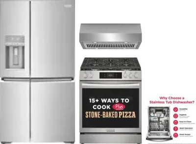 4 Piece Package Includes Refrigerator, Range, Hood And Dishwasher