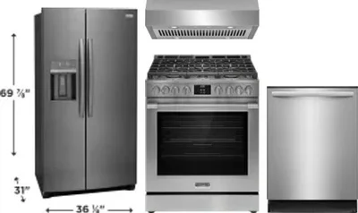 4 Piece Package Includes Refrigerator, Range, Hood And Dishwasher