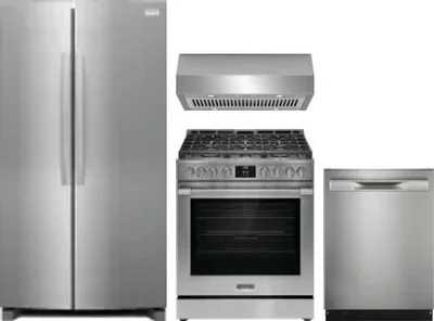 4 Piece Package Includes Refrigerator, Range, Hood And Dishwasher
