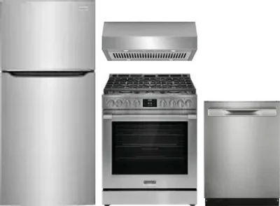 4 Piece Package Includes Refrigerator, Range, Hood And Dishwasher