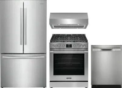 4 Piece Package Includes Refrigerator, Range, Hood And Dishwasher