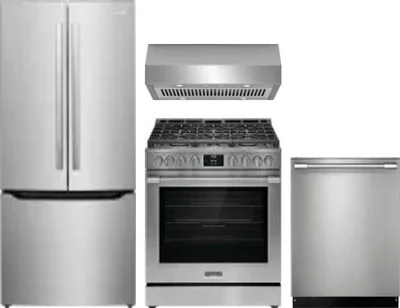 4 Piece Package Includes Refrigerator, Range, Hood And Dishwasher
