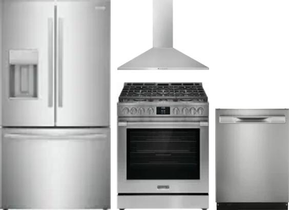 4 Piece Package Includes Refrigerator, Range, Hood And Dishwasher
