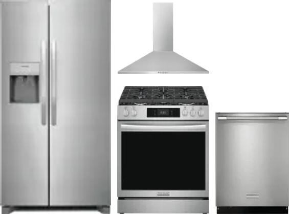 4 Piece Package Includes Refrigerator, Range, Hood And Dishwasher