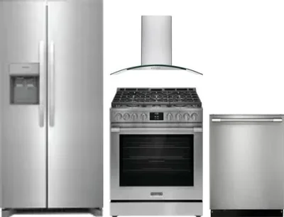 4 Piece Package Includes Refrigerator, Range, Hood And Dishwasher