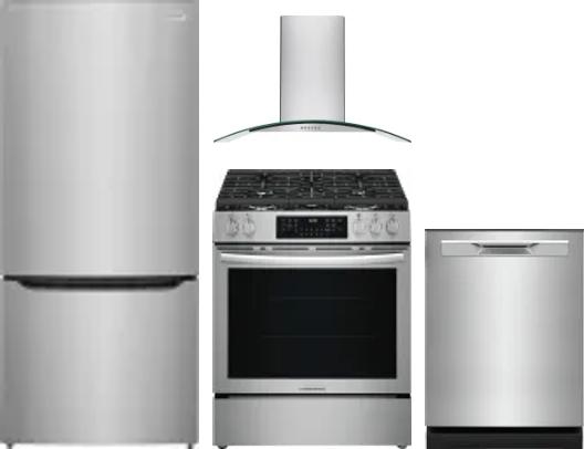 4 Piece Package Includes Refrigerator, Range, Hood And Dishwasher