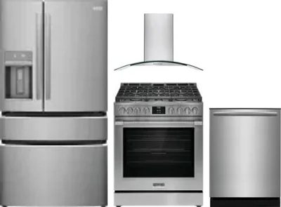 4 Piece Package Includes Refrigerator, Range, Hood And Dishwasher