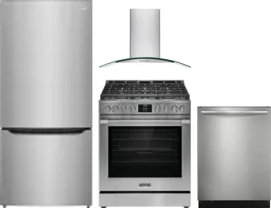 4 Piece Package Includes Refrigerator, Range, Hood And Dishwasher