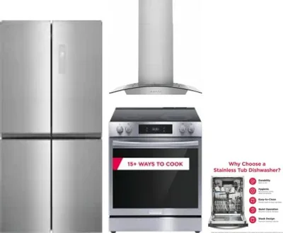 4 Piece Package Includes Refrigerator, Range, Hood And Dishwasher