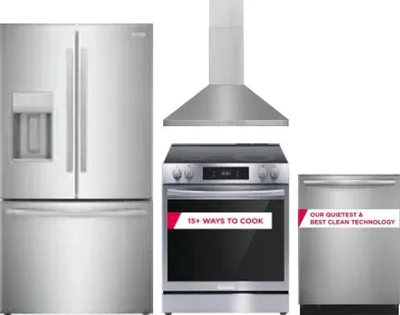 4 Piece Package Includes Refrigerator, Range, Hood And Dishwasher