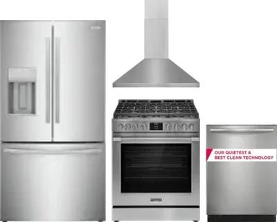 4 Piece Package Includes Refrigerator, Range, Hood And Dishwasher