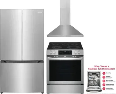 4 Piece Package Includes Refrigerator, Range, Hood And Dishwasher